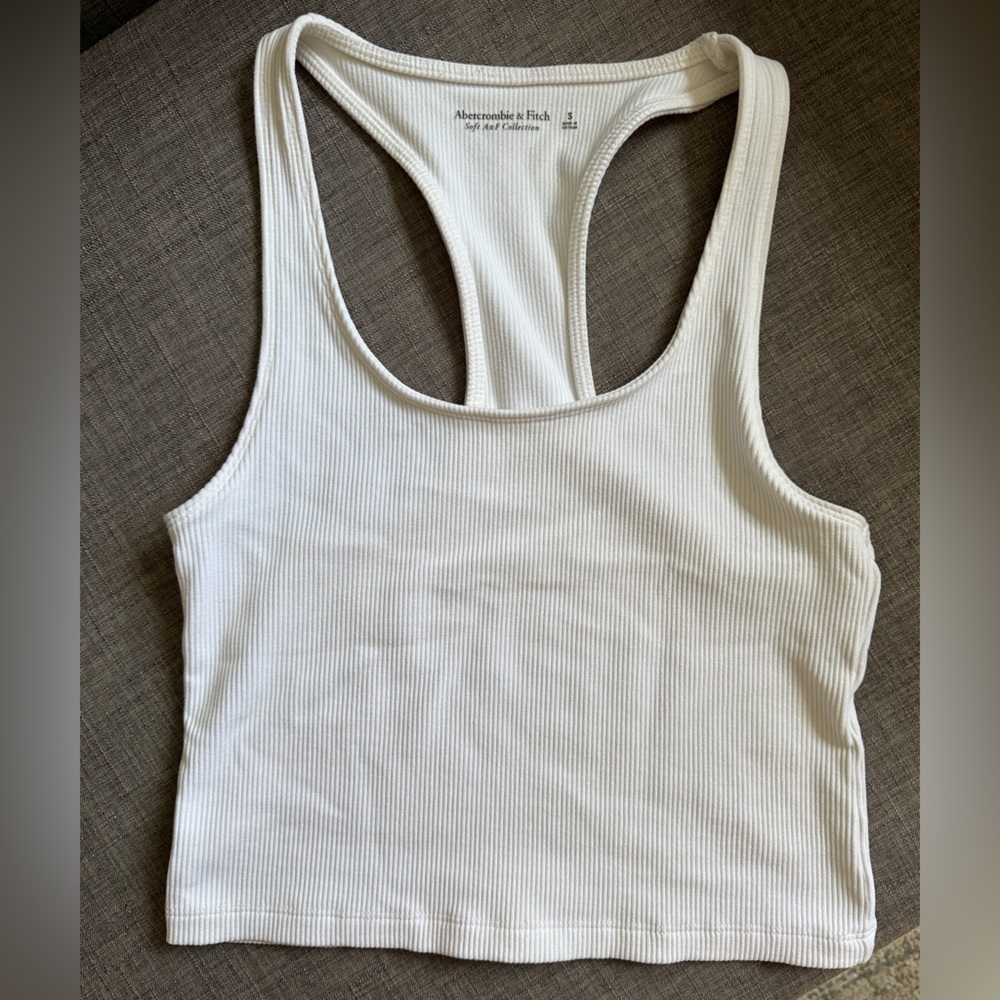 Abercrombie Seamless Ribbed Racerback Scoopneck Tank (white)